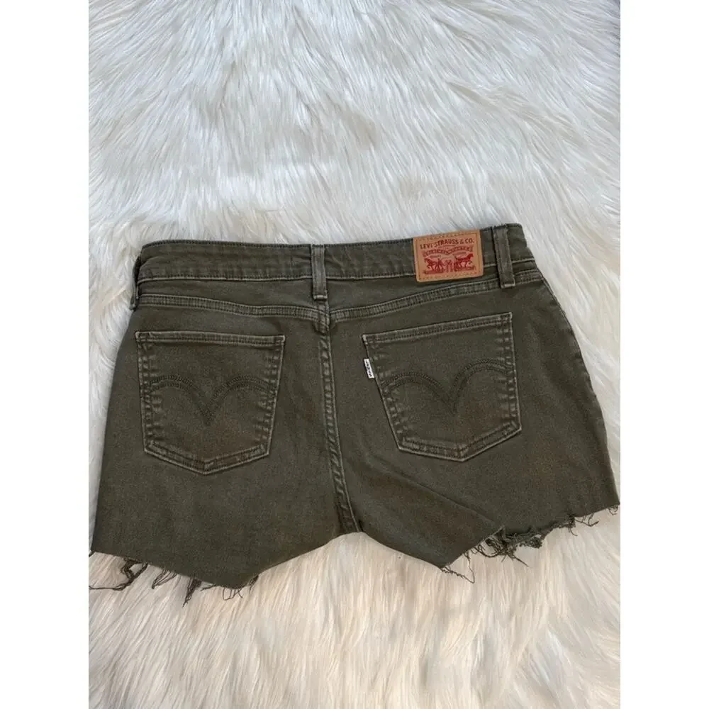 Levi’s Olive Green 30” 535 Super Skinny Denim Cut Offs